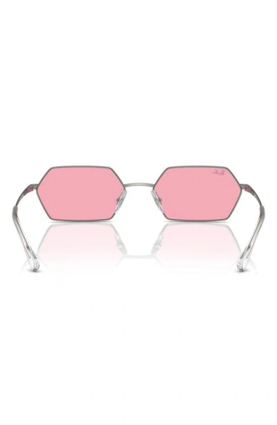 Ray Ban Yevi Bio-based Sunglasses Gunmetal Frame Pink Lenses 55-18 In Pink