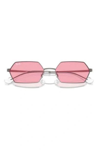 Ray Ban Yevi Bio-based Sunglasses Gunmetal Frame Pink Lenses 55-18 In Pink