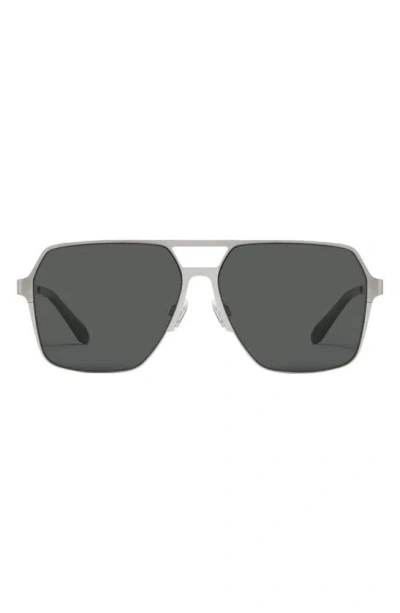 Shop Quay Backstage Pass 52mm Aviator Sunglasses In Silver / Smoke Polarized