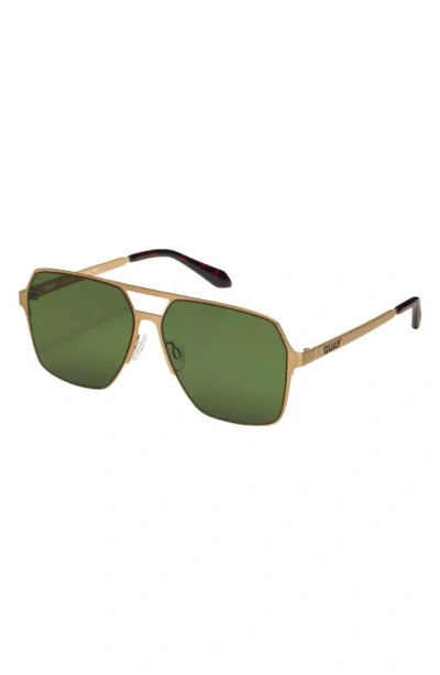 Shop Quay Backstage Pass 52mm Aviator Sunglasses In Bronze / Green Polarized