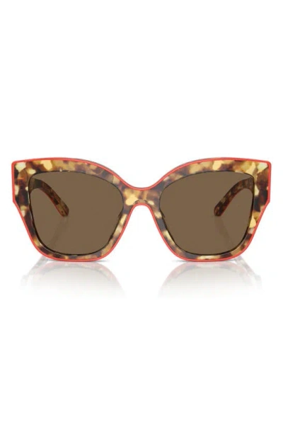 Shop Tory Burch 54mm Butterfly Sunglasses In Dark Brown