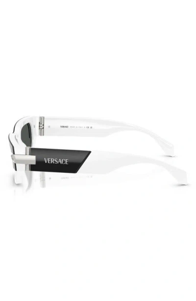 Shop Versace 53mm Plaque Rectangular Sunglasses In Black White