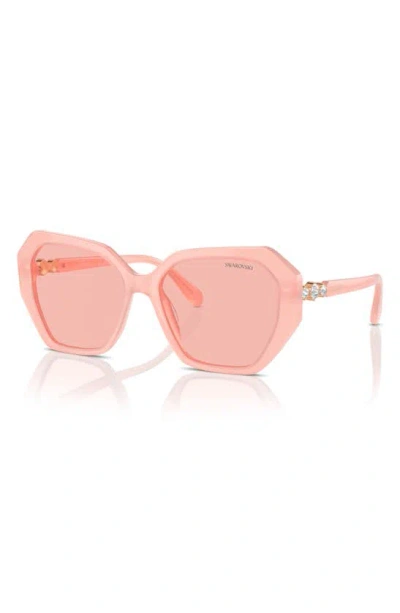 Swarovski 56mm Photochromic Irregular Sunglasses In Pink