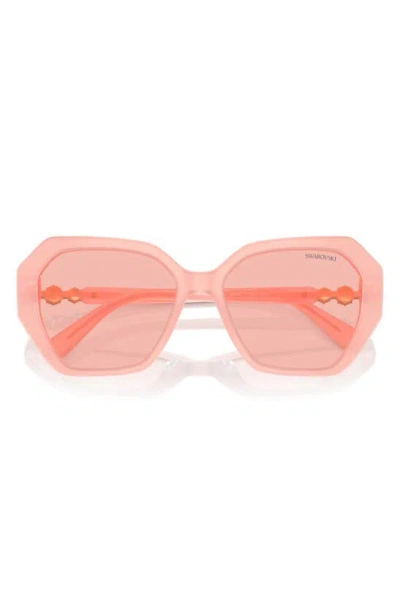Swarovski 56mm Photochromic Irregular Sunglasses In Pink