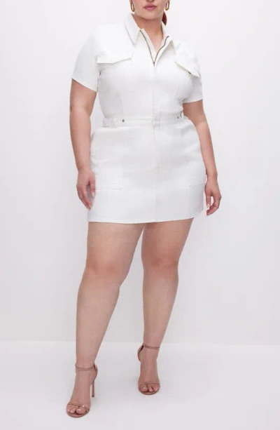 Shop Good American Fit For Success Denim Utility Dress In White001