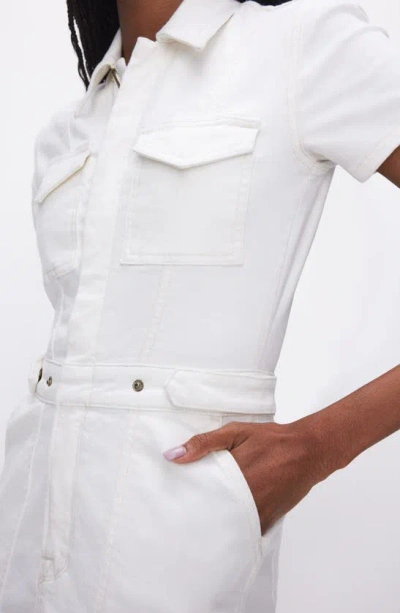 Shop Good American Fit For Success Denim Utility Dress In White001