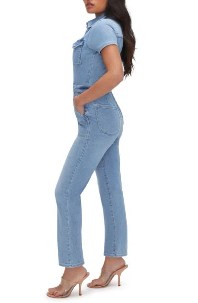 Shop Good American Petite Fit For Success Denim Jumpsuit In Blue274