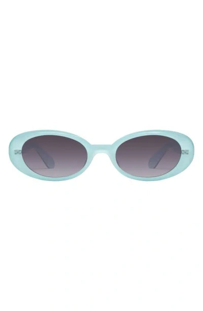 Shop Quay Felt Cute 52mm Gradient Small Oval Sunglasses In Mint/ Smoke