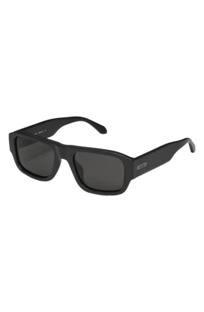 Shop Quay Night Cap 40mm Polarized Shield Sunglasses In Matte Black Polarized