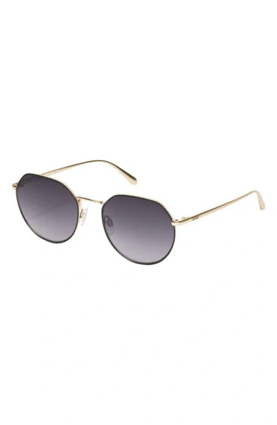 Shop Quay Rooftop 50mm Polarized Round Sunglasses In Black Gold/ Smoke