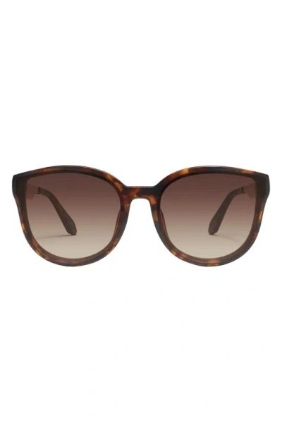 Shop Quay Date Night 54mm Round Sunglasses In Neutral Tortoise / Brown