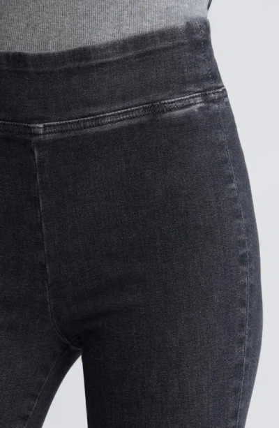 Shop Frame Jetset Pintuck Flare Jeans In Sheen Noir