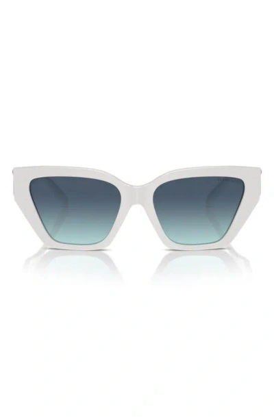 Tiffany & Co . Contemporary Cat-eye Sunglasses With Iconic T Motif In Blue White