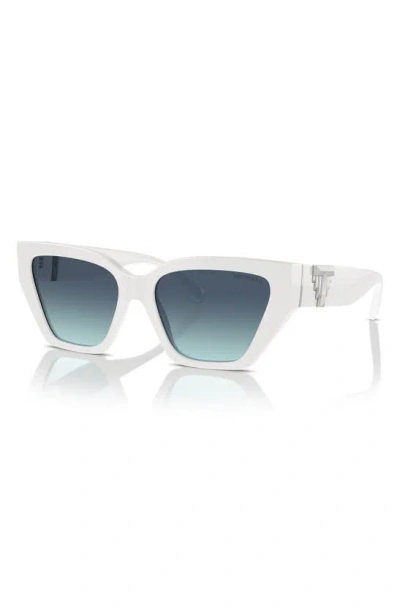 Tiffany & Co . Contemporary Cat-eye Sunglasses With Iconic T Motif In Blue White