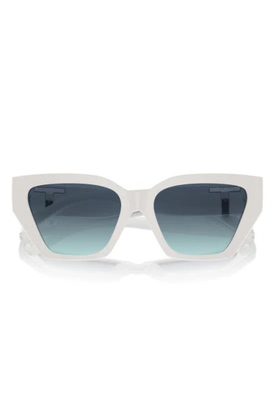 Tiffany & Co . Contemporary Cat-eye Sunglasses With Iconic T Motif In Blue White