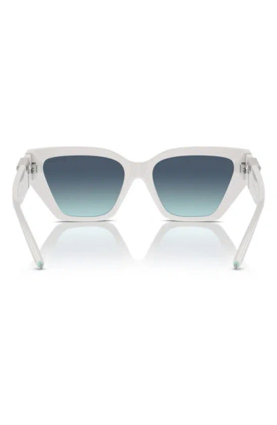 Tiffany & Co . Contemporary Cat-eye Sunglasses With Iconic T Motif In Blue White