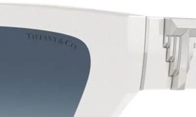 Tiffany & Co . Contemporary Cat-eye Sunglasses With Iconic T Motif In Blue White