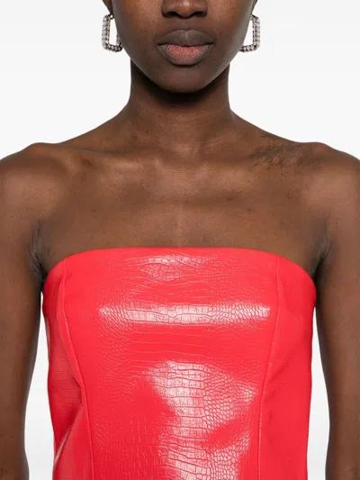 Shop Rotate Birger Christensen Textured Cropped Top In Red
