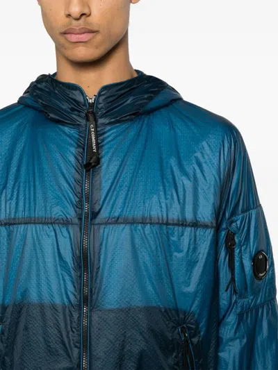 Shop C.p. Company Nada Shell Hooded Jacket In Blue