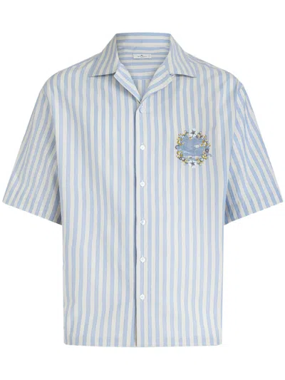 Shop Etro Camicia Con Pegaso In Light Blue