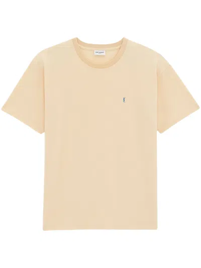 Shop Saint Laurent T-shirt Cassandre In Piqué In Yellow