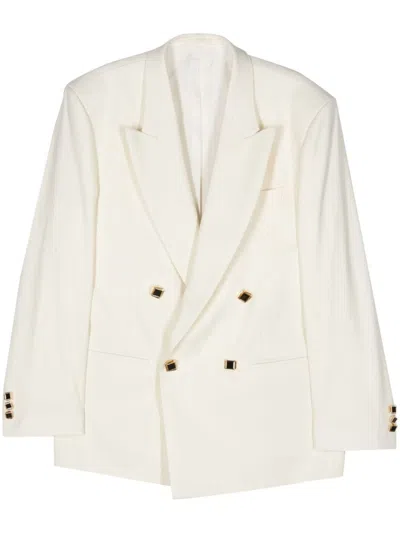 Shop Canaku Double-breasted Blazer In Cream