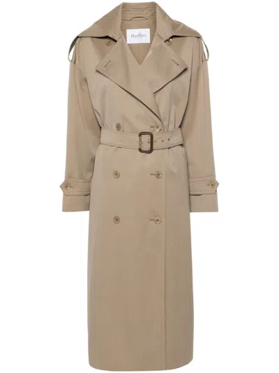 Shop Max Mara Cotton And Wool Waterproof Trench Coat In 中間色