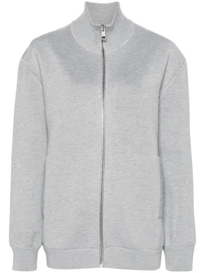 Shop Gucci High-neck Full-zip Cardigan In Gray