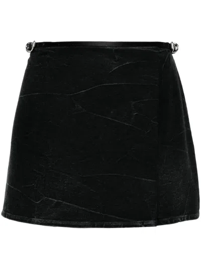 Shop Givenchy `voyou` Mini Denim Skirt In Black  