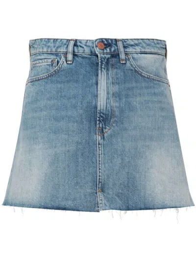Shop 3x1 `celine A Split` Mini Denim Skirt In Blue