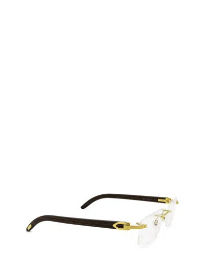 Shop Cartier Eyeglasses In Brown & Gold