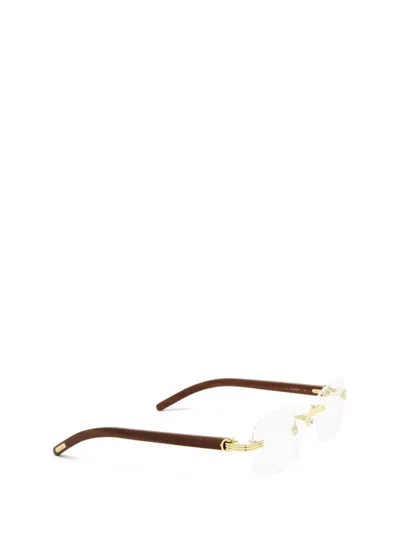 Shop Cartier Eyeglasses In Gold & Burgundy