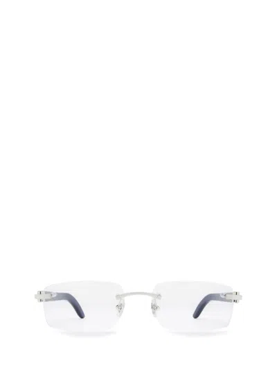Shop Cartier Eyeglasses In Platinum & Blue