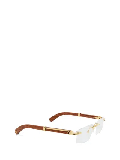Shop Cartier Eyeglasses In Smooth Golden Finish