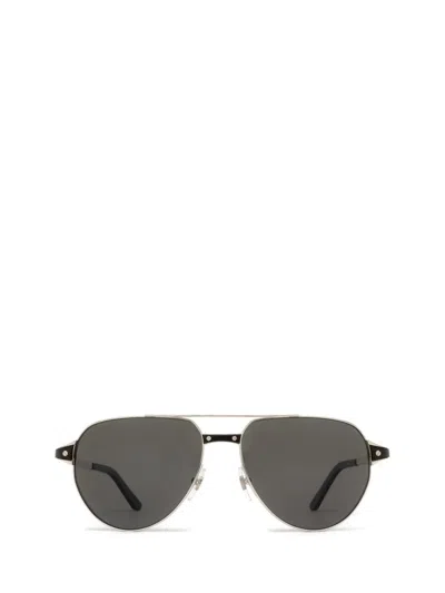 Shop Cartier Sunglasses In Silver