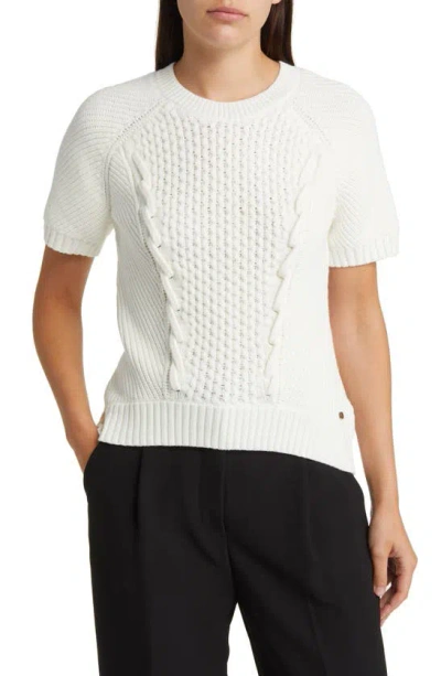 Shop Ted Baker Leiygh Short Sleeve Cotton Blend Sweater In White
