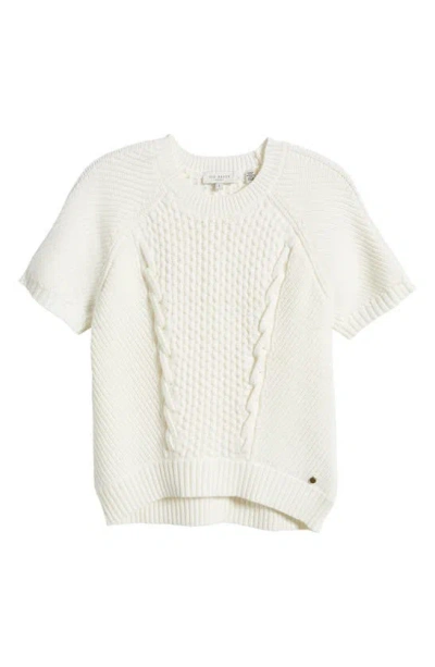 Shop Ted Baker Leiygh Short Sleeve Cotton Blend Sweater In White