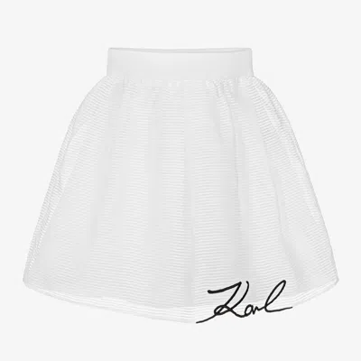 Shop Karl Lagerfeld Kids Girls White Organza Karl Signature Skirt