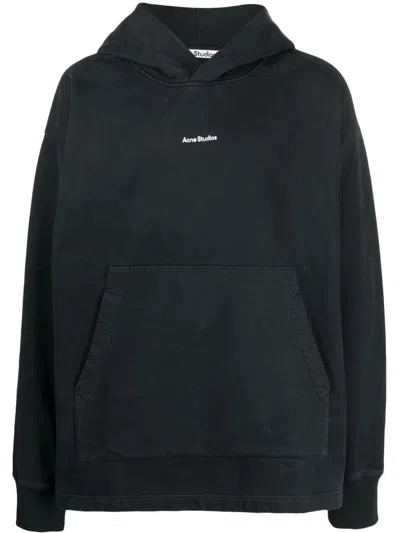 Shop Acne Studios Logo Organic Cotton Hoodie In Black