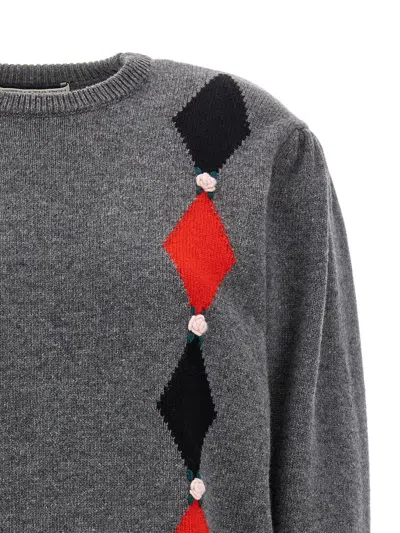 Shop Alessandra Rich 'diamond' Sweater In Gray