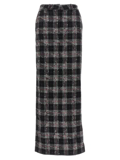 Shop Alessandra Rich Check Wool Long Skirt In Multicolor