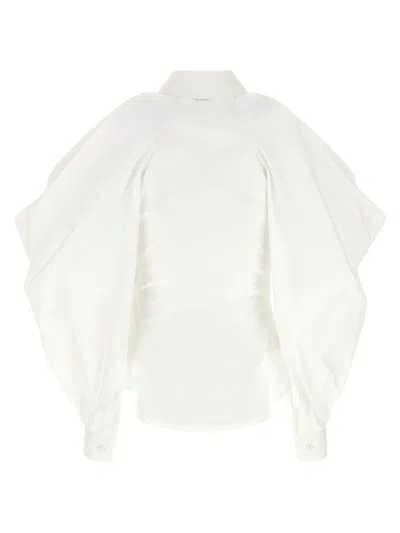 Shop Alexander Mcqueen Cut Out Shirt On Shoulders In White