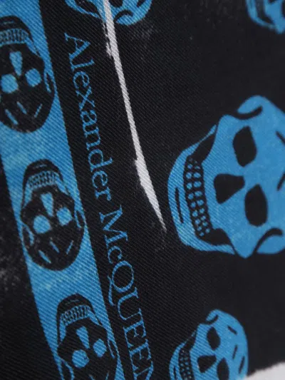 Alexander Mcqueen Slashed Skull-print Wool Scarf In Black
