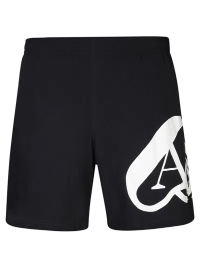Alexander Mcqueen Shorts Da Mare Seal In Black