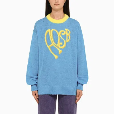 Shop Andersson Bell Blue/yellow Crew-neck Sweater