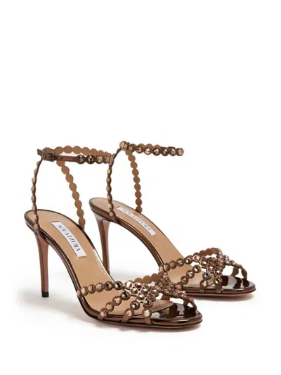 Shop Aquazzura Tequila Crystal Sandals 85 Shoes In Brown