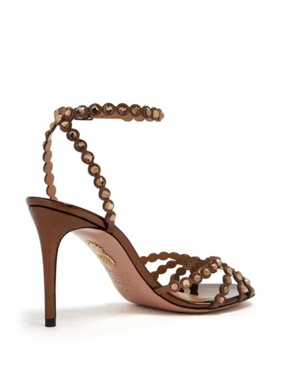Shop Aquazzura Tequila Crystal Sandals 85 Shoes In Brown