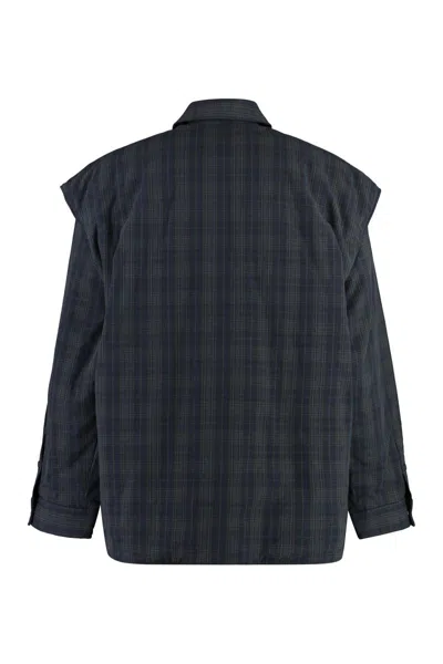 Balenciaga Grey Cotton Overshirt With Removable Sleeves For Men In Grey