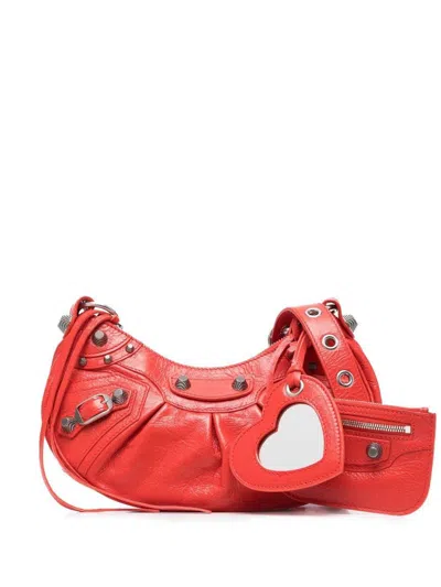 Shop Balenciaga Le Cagole Xs Leather Shoulder Bag In Red