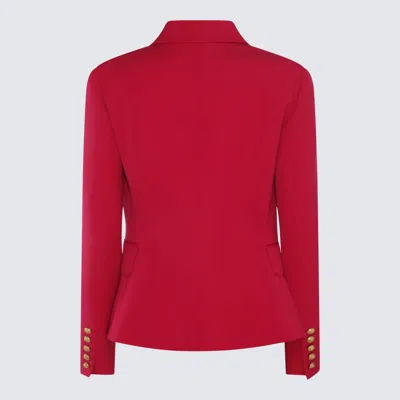 Shop Balmain Fucshia Wool Blazer In Fuchsia